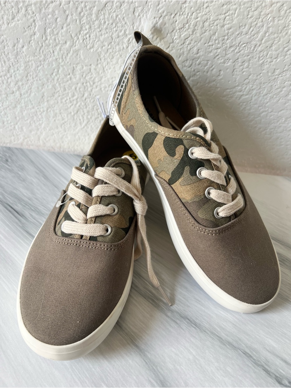 Old Navy Kids Camo and Taupe Canvas Sneakers